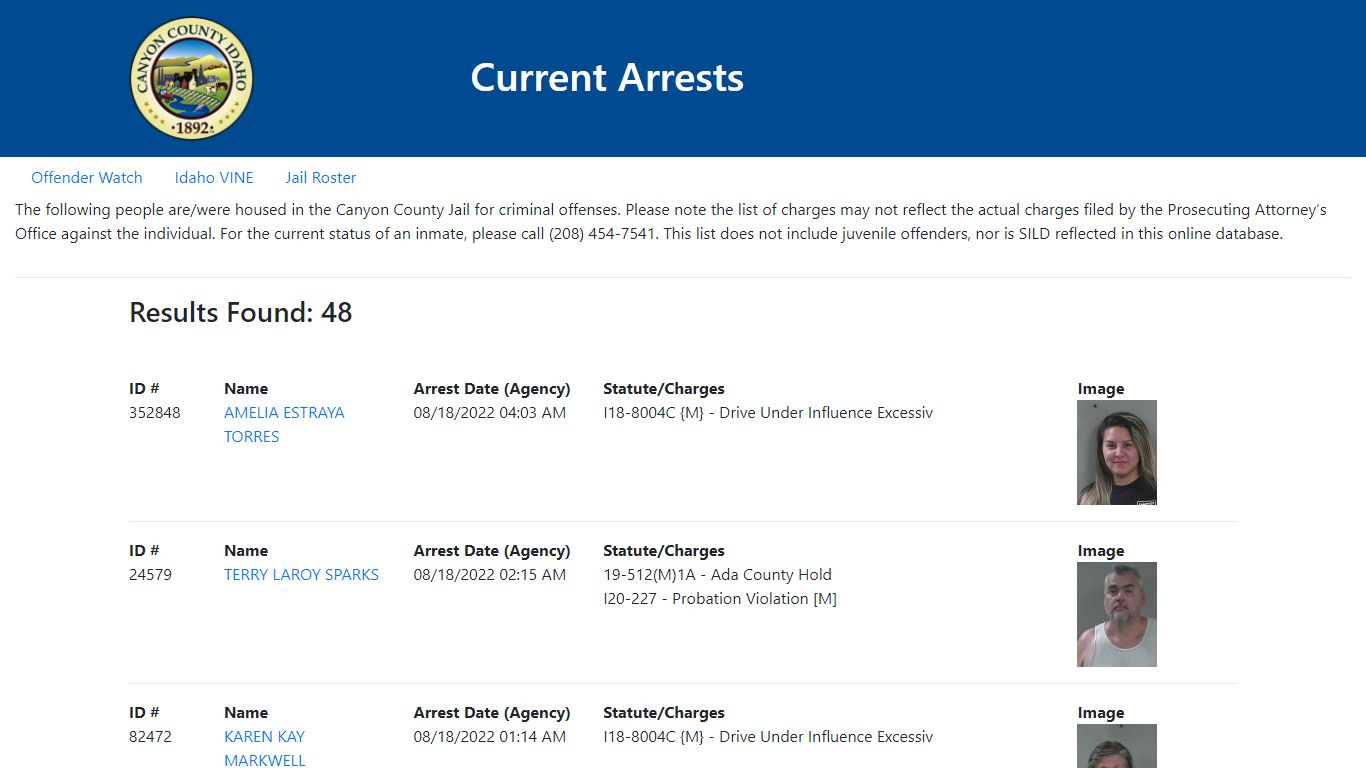 Current Arrests